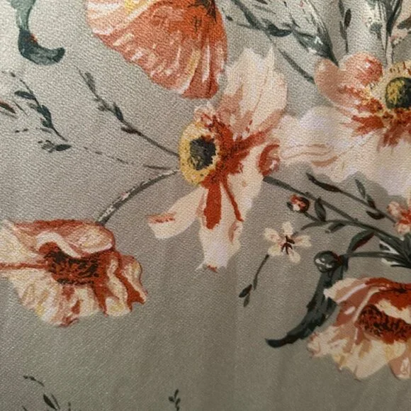 Floret Studios Green Floral Midi Dress - size Medium (8/10) - Picture 3 of 6